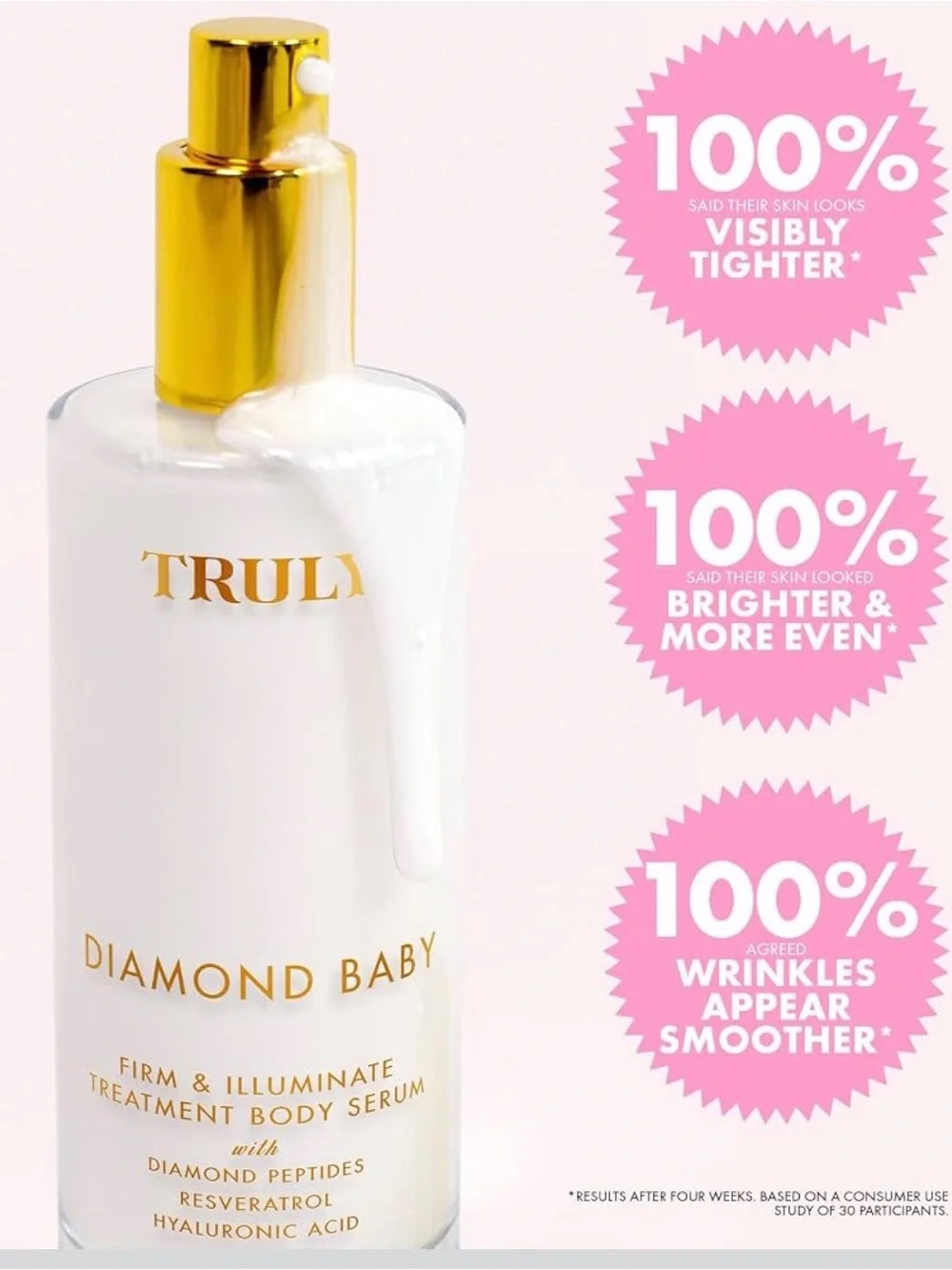 TRULY Diamond Baby Illuminating Body Serum - Pearl White & Gold Accents
